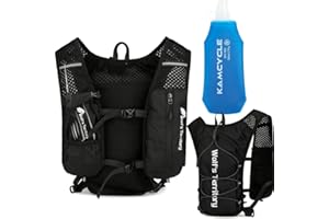 KAMCYCLE Running Vest,Camel Hydration Vest Backpack Water Backpack with 500ml Running Water Bottle, Lightweight Reflective Phone Holder for Cycling Hiking (With 500ml Soft Flask)
