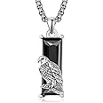 KATHLU Tiger/Wolf/Lion Necklace for Women Men 925 Sterling Silver Animal Necklace Black Crytal Cool Necklace for Men Women Tiger Gifts