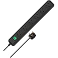 Brennenstuhl Eco-Line, 6-way extension lead with power switch and 1.5m cable, extremely energy-efficient, colour: black