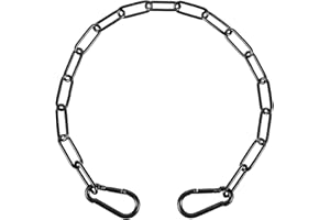MBAIYO Kette Stahlkette Schwarz, 0.5m Gliederkette mit Doppelseitigen Karabiner Edelstahl Torkettenschloss Solide Metallkette Edelstahl Ketten Rundstahlkette für Außenzäune Gartentore Haustiere