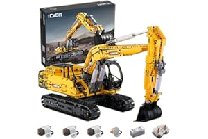 CADASpaß CADA C61082W Technik Bagger, 1797 KIemmbausteine Technik Raupenbagger Modell, im Maßstab 1: 20 Bausatz (MIT M0T0R)