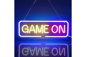 AOOTE GAME ON Neon Licht,LED Neon Schild,USB Betrieben,Spiel Schriftzug Leuchtreklame,Brief Neon Light Sign für Bier Bar Resturant Game Room Wanddekoration