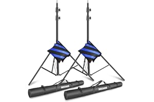 Neewer Light Stativi 3m, Pro Ammortizzatore Pesante a Molla, Collari Metallici di Chiusura, Set di 2 (Finitura nera) con Borsa di Trasporto e Sacchi di Sabbia per Fotografia Video HTC VIVE, ecc