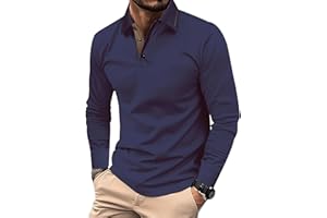 Comilaka Uomo Polo Casual Manica Lunga Poloshirt Top Golf Maglietta Cotone Colori a Contrasto Autunno Inverno Classico