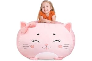 GAGAKU Pouf di peluche, copertura per bambini, 200 l, XXL, per la cameretta dei bambini, con chiusura lampo, per organizzare (gattini)