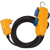 Brennenstuhl 1168720010 Schutzadapterleitung 5 m H07RN-F3G1,5 Fi-fiş ve PowerBlock, siyah, mavi, turuncu | Dış mekan i&ccedil;in 4 k
