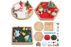 WEBEEDY 3 Sets Christmas Zen Garden for Desk Mini Gnome Snowman Zen Garden Kit Accessories DIY Garden Decoration for Office Relaxation and Meditation Micro Landscape Ornaments Party Desktop Decoration