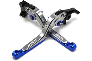 YP YuanPei Palancas de embrague de freno plegables para MT07 MT-07 FZ-07 Tracer 700 2018 2019 2020 Palancas extensibles de aluminio Accesorios de moto(Titanio+Azul)