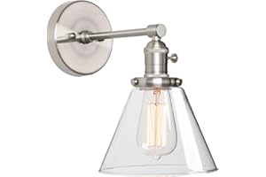 Phansthy Edison Industrial Wall Sconce 7.3 inch Vintage Brass Glass Wall Light Fixture Decorative Lighting for Kitchen, Living Room, Hallways(Brushed)