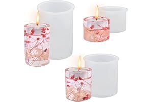 Fyihoxi 3 Stück Kerzenformen zum Gießen, 3-Größen Kerzen Formen Silikon, Silikonform Kerze, 3D Epoxidharz Formen Silikon Kerzenhalter für DIY Aromatherapie Kerzen Herstellung Supplies