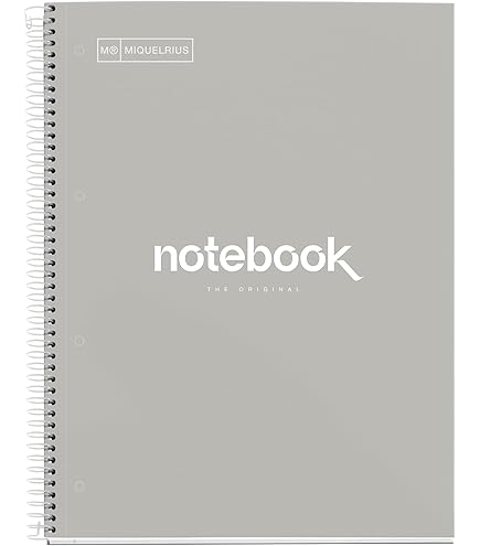 Miquelrius - Gerecycled notitieboek, A4, 80 vellen, 80 g/m², horizontaal gelinieerd, 7 mm, gerecycled papier (na de consument), 1 gekleurde strip, 4