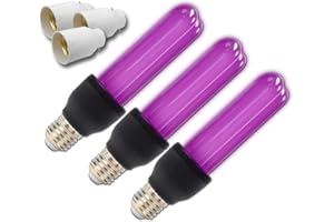 beamz UV Black Light Bulbs Set of 3 with Bayonet & Edison Screw Fittings, 25W Ultraviolet Glow Lights Ideal for Halloween Parties, DJ Disco Lighting, Neon Glow Effects & Event Decorations