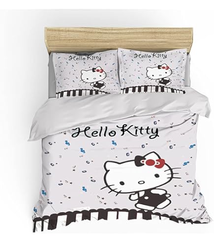 Set Copripiumino Hello Kitty 3 Pezzi Microfibra - 140x210 Cm + Federa 80x80 Cm, Stampa 3D - Foto 11