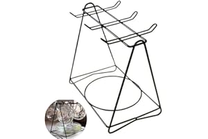 Biluer Albero Porta Tazze Porta Tazzine da Caffè e Piattini portabicchieri Acciaio Inox per 6 Tazze Da Caffè Tazze Da Tè Con Relativi Piattini e Cucchiaini (Nero)