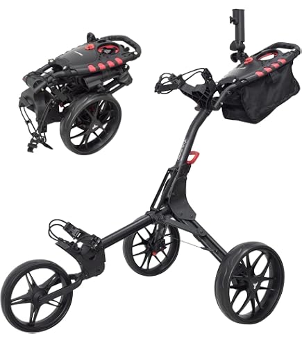 Score Industries Golftrolley Cube – Grau/Blau, Faltbarer Push-Trolley Für Golfbag