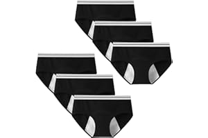 Anntry sous-vêtements en Coton pour Adolescentes Pantalons menstruels Culottes étanches Culottes Solides Taille Moyenne pour Adolescentes de 10 à 18 Ans (Lot de 6) (Doit être utilisé avec des tampons)