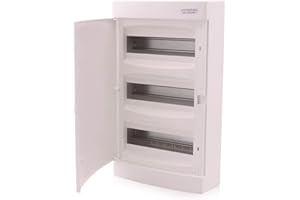 Intratec Sicherungskasten Aufputz, IP40 – Verteilerkasten Gehäuse innen, Verteilerkasten mit weißer Tür für Trockenraum-Installation, 3-reihig, 36 Module, 485 x 287 x 112 mm, Weiß