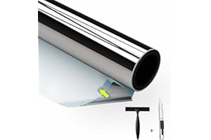 ‎GUTSURGE Gutsurge UV-Schutz Sonnenschutzfolie Fenster innen oder außen 90x400cm spiegelfolie Fenster sichtschutz Selbstklebend Fensterfolie Thermofolie für Büro und Haus Silber