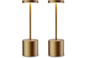 SLSMD 2 Pack Cordless Table Lamp IP54 Battery Operated Desk Lights 5000mAh Rechargeable Aluminum Metal Night Light 3 Color & Stepless Dimming Lamps Portable LED Lamps (2 Pack Titanium)