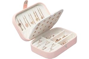 Lrikas Scatole Portagioie Gioielli da Viaggio da Donna Organizzatore da Ragazza Custodia Piccola da Gioielleria per Anelli Orecchini Collane Bracciali, 16,5 x 11,5 x 5,5 cm (Rosa)