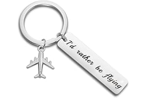 MYSOMY I'd Rather be Flying Keychain Airplane Keychain Aviation Gifts for Pilots Flight Attendant Traveler Gifts
