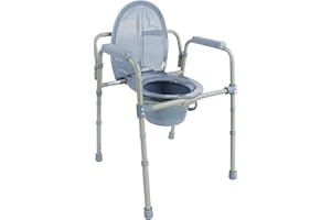 ‎PEPE MOBILITY PEPE Mobility - Toilettenstuhl für Senioren, Höhenverstellbar, mit Eimer, Armlehne, Grau