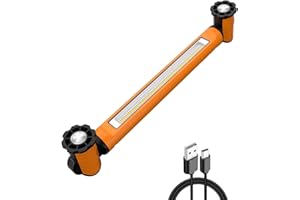 CLV Rechargeable Magnetic Underhood Work Light Bar with Hooks - Cordless 6 Modes 3000LM Bright Battery Powered Mechanic Light for Car Repair, Garage, Emergencies - Orange