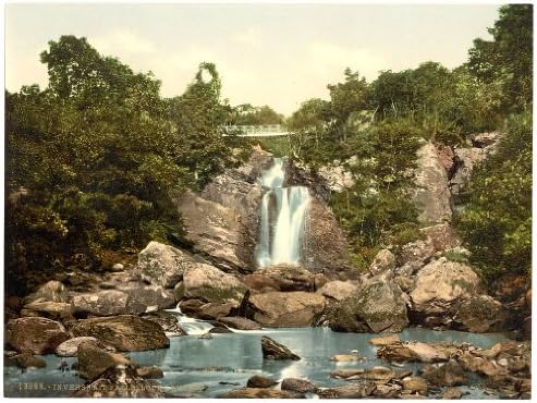 Victorian View of Inversnaid Falls, Loch Lomond, Scotland, Large A3 size 41 by 28 cm Canvas Textured Fine Art Paper Photo Print