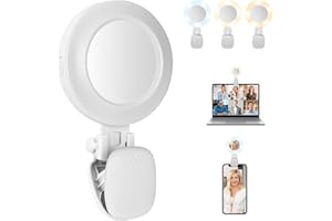 YOXOVO Lampa pierścieniowa na telefon komórkowy, lampa wideo z lustrem, lampa pierścieniowa, 3 ściemniane kolory i 5 poziomów jasności, obracane o 180°, światło do selfie, wideokonferencji, do vlogów Tiktok