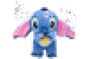 Axingqiwu Stitch Peluche, 30cm Stitch che Respira Pupazzo, Cartoni Personaggi Anime Stitch Peluche, Blu Stich Peluche con la Musica, Adatto Regali Compleanno Bambini