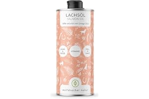 Wolfsbacher Natur - Aceite de salmón para Perros 1 litro con Omega 3 y 6 I Natural, Aceite de salmón Noruego del Atlántico I Suplemento de Alta dosificación