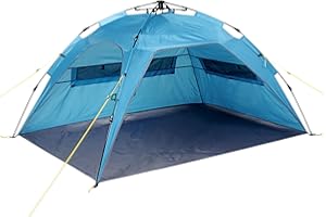 ‎UQUIP Uquip Strandmuschel Buzzy Petrol I 150 x 110 x 215 cm I UPF 50+ Strandzelt zum Schutz vor Sonne, Wind & Regen I tragbares Beach Zelt mit Quick-Up System I ideal für Strand, Camping & Picknick
