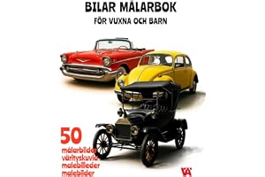 Bilar Målarbok för Vuxna och Barn: 50 Fantastiska Bilder av Klassiska och Moderna Bilar med Svarta Sidor emellan för Enkel Fä