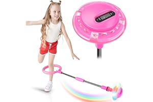GUBOOM Anneau de Saut Cheville Enfant avec Compteur, Minuterie, Compteur de Calories, Anneau de Saut Clignotant,Pliable Jouet d'Anneau de Saut de Cheville, Jouet Cadeau pour Filles de 6 à 12 Ans (Rose)