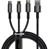 Baseus Tungsten Gold 3'&uuml; 1 arada Kablo, USB'den mikro USB'ye/USB-C'ye/Lightning'e 3,5A, 1,5 m