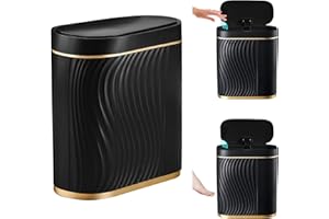 MeYuxg Papelera Baño, Cubo de Basura Inteligente, 8L Cubo Basura Estrecho sin Contacto, Papelera con Tapa para Baños, Cocinas, Dormitorios, Oficinas (Negro)