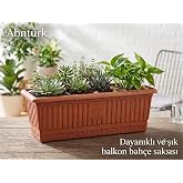 9,5 Litre Y&uuml;ksek Kaliteli Plastik Balkon Saksısı Bah&ccedil;e Saksı 50x18x17cm