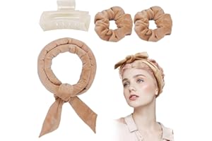 MUYAPAY 4PCS Cheveux Boucle Sans Chaleur,Boudin Cheveux, Heatless Hair Curlers Velours Curling Rod Headband Rouleau à Cheveux Bigoudi de Sommeil Doux,pour les Cheveux Longs et Moyens(Beige)