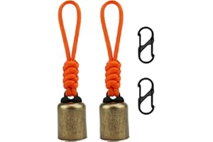 FUGLUS 2 Pezzi Campanelli Anti Orso,Moschettone con Campanello Dell'Orso, Campanelli Orso per Gli Escursionisti,Campana 'Orso Rumorosa, per Escursionismo Campeggio attività All'Aperto(Arancione)