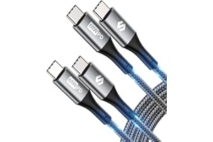 Silkland Cable USB C a USB C[1M+1M], 3A 20V 60W, PD 3.0&QC 4.0+, Cable Tipo C a Tipo C Carga Rápida para iPhone 15 Serie, Samsung S24 Ultra/S23/S22/S21, iPad Pro/Air 5/Mini 6, MacBook Air/Pro, Pixel