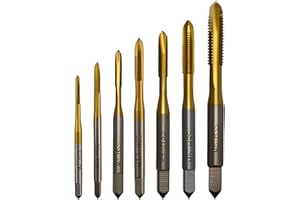 DONVUKA 7 Stück Gewindeschneider Bit Set M2 M2.5 M3 M3.5 M4 M5 M6 HSS Titan Gewindebohrer Bit Satz, Maschinengebrauch für Gewinde zu Schneiden