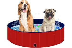 FAVUIT Faltbarer Pool Hundepool Schwimmbad für Hunde und Katzen,Hundebadewanne Planschbecken Hund Swimmingpool mit Rutschfestem Boden & Ablassventil PVC Haustiere Wasserbecken für Hunde Katzen