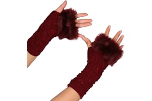 ‎ASUDARO Asudaro Frauen Mädchen Armwärmer Armstulpen Faux Pelz Winter Warm Fingerlose Fäustlinge Handwärmer Wrist Warmers Stulpen Armmanschette Halbfingerhandschuhe