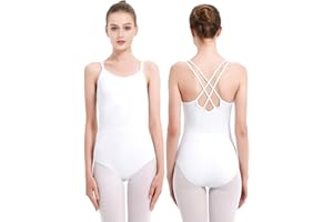 Kefiyis Justaucorps Danse Femme Camisole Justaucorps Gymnastique de Ballet Justaucorps Danse Cassique de Couleur Unie