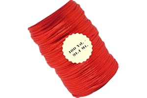 GOS BEST SUPPLIES Cordón Cuerda Hilo Cola de Ratón Satinado Material Para Abalorios Manualidades Bricolaje Trabajos Manuales Bisuteria Kumihimo Rat Tail Cord (Rojo)