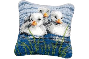 chiwanji Knüpf zum Selber Knüpfen &Erwachsene, Knüpfhaken Tier Motive Sofa Bastelset Latch Hook Kit, Drei Ente