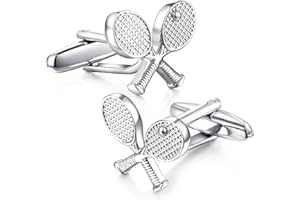 HONEY BEAR Srebrna rakieta tenisowa rakieta piłka sportowe spinki do mankietów (2), Stal nierdzewna