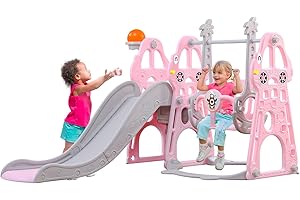 ‎ARKYOMI Arkyomi rutsche Indoor ab 1 2 3 4 5 Jahr,kinderrutsche mit schaukel Indoor Outdoor,Baby rutsche kinderzimmer,babyrutsche step2 gartenrutsche für kleinkin(Rosa)