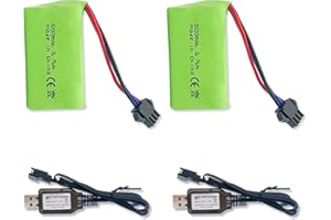 BORSCELLOR 2PCS 7.4V 500mAh SM-3P Plug-in Rechargeable RC Vehicle Li-ion Battery With USB charging cable, suitable for remote control toys RC cars, stunt flippers RC trucks RC boats RC construction vehicles