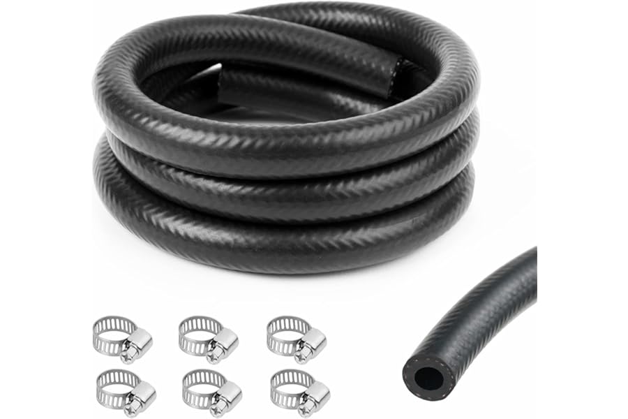 URAQT 6mm Fuel Line Hose, 3.28Ft 1/4 Inch Inner Diameter Fuel Line Set, 1 Meter Fuel Pipe Fuel Hose with 6 Hose Clamps, Suitable for Trucks, Cars, Tractors and Small Engines